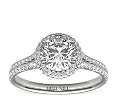 Blue Nile Studio Cambridge Halo Diamond Engagement Ring in Platinum (1/2 ct. tw.)